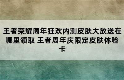 王者荣耀周年狂欢内测皮肤大放送在哪里领取 王者周年庆限定皮肤体验卡